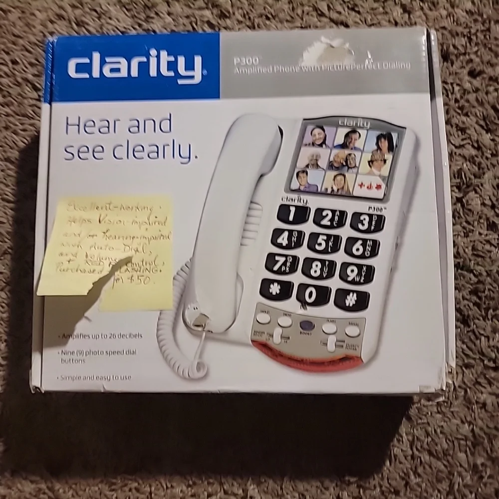 Clarity P300 Amplified Braille Phone -Hard of Hearing Low Vision W/ Auto Dial‎